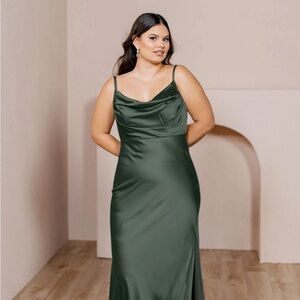Size 4 Deep Olive Satin Reverly Dress